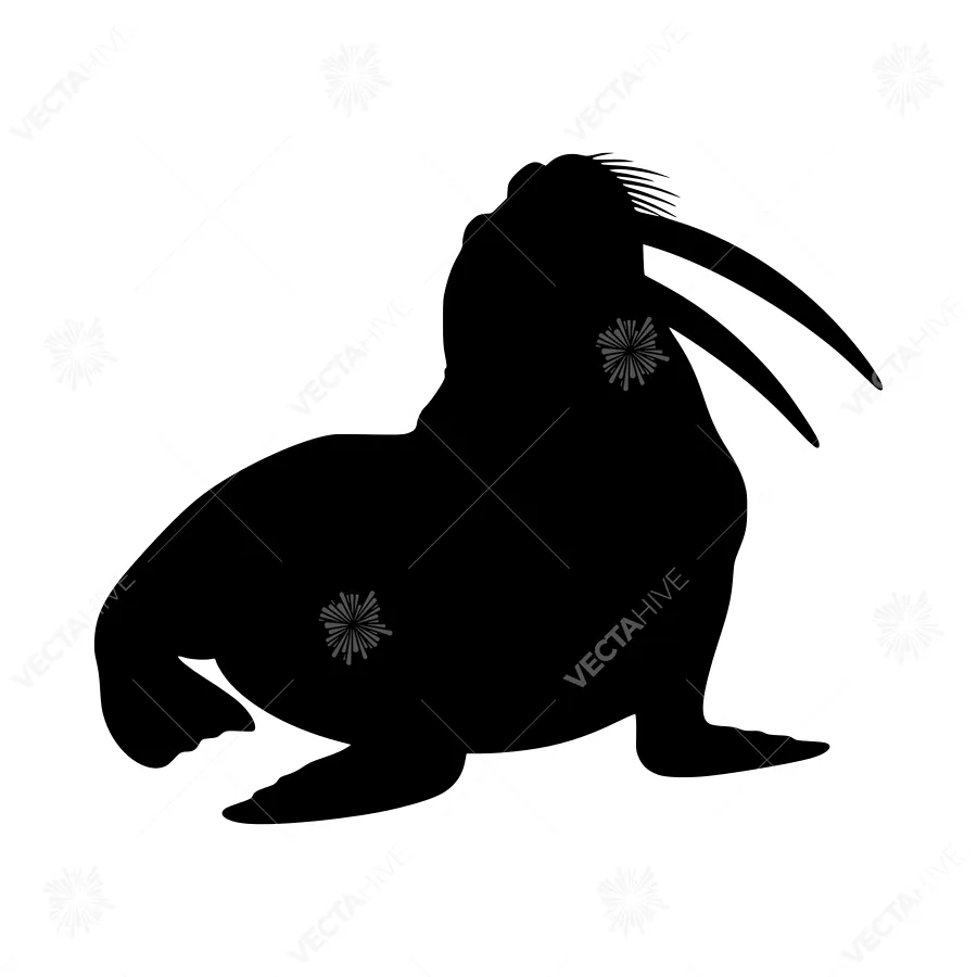 Silhouette Walrus - Minimalist Animal Vector