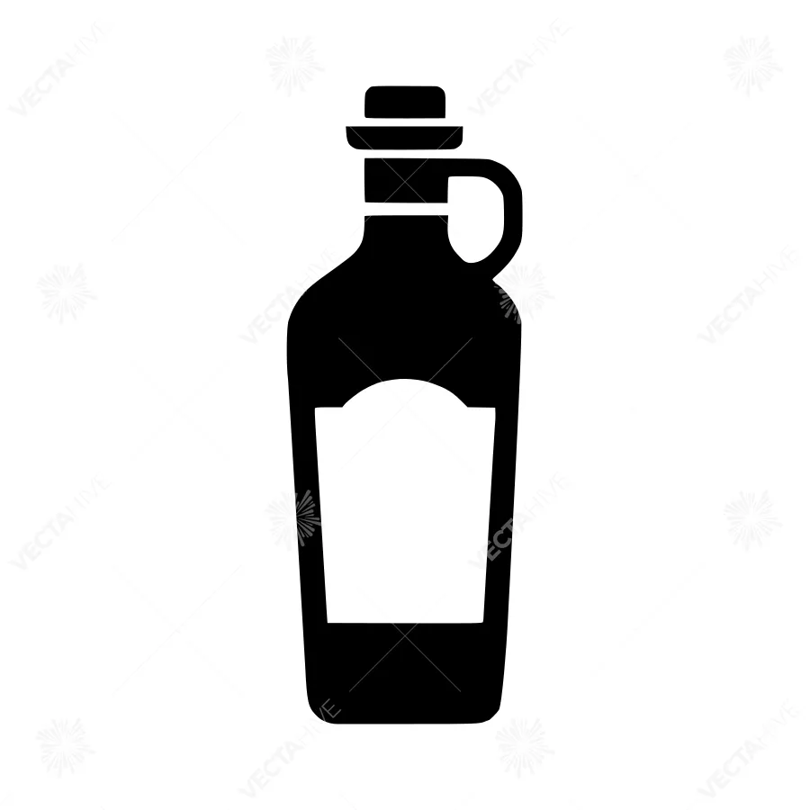 Vintage Bottle Icon - Black Silhouette