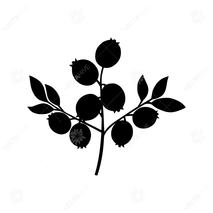 Black Berry Branch Silhouette