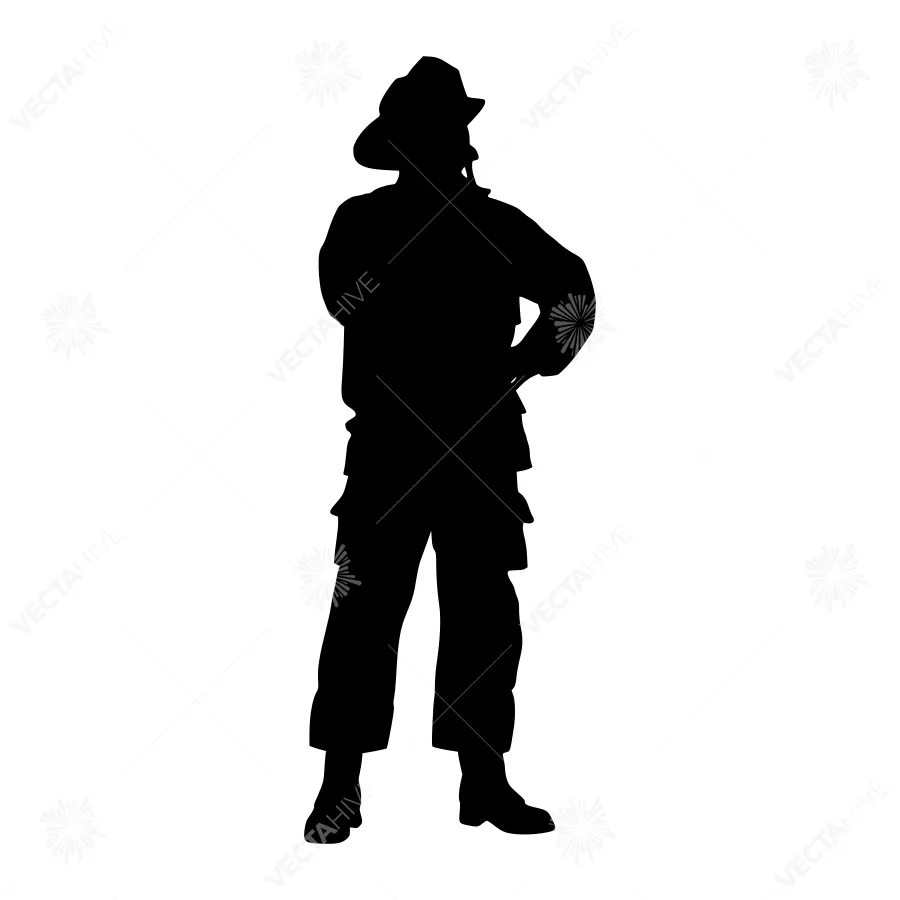 Firefighter Silhouette - Black Vector Illustration