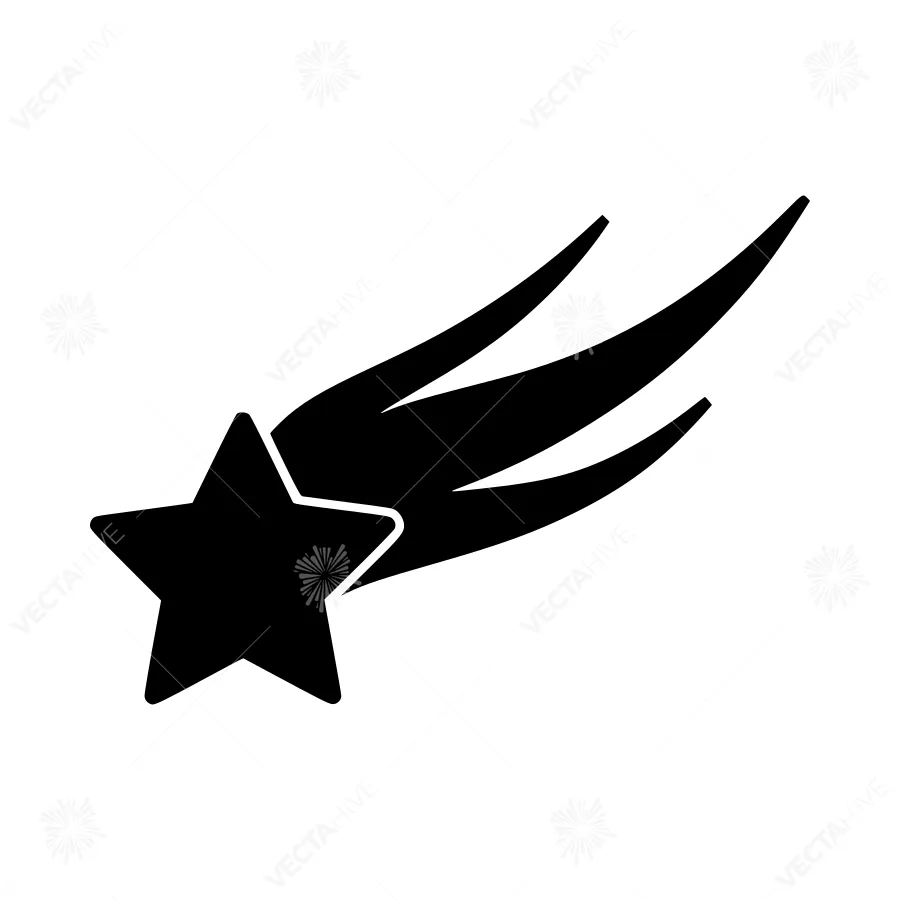 Black Star Icon - Shooting Star Vector