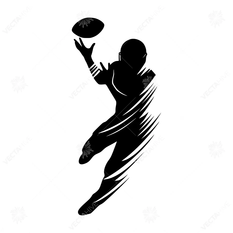 Silhouette Football Player Catching Pass
