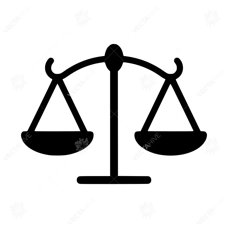 Black Scales of Justice Icon - Vector Illustration