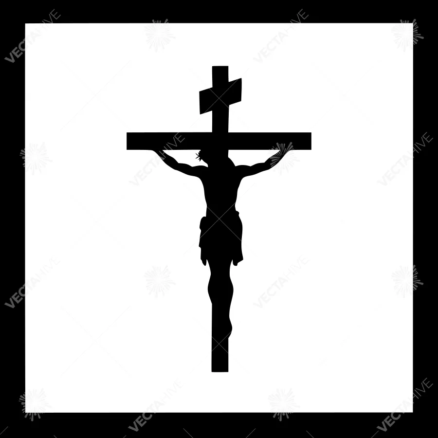 Black Cross Silhouette on White Background