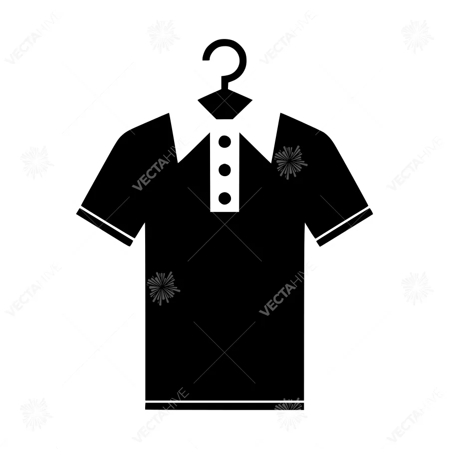 Black Polo Shirt on Hanger - Vector Icon