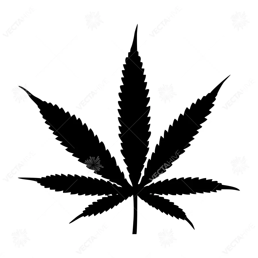 Black Cannabis Leaf Silhouette