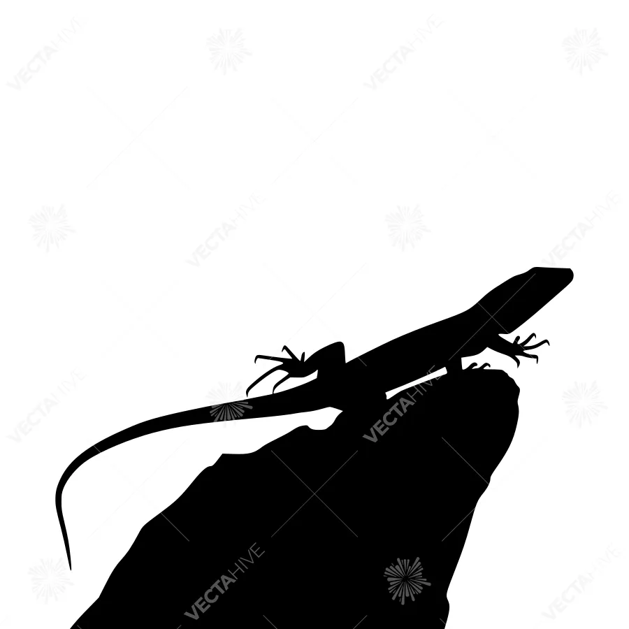 Silhouette Lizard on Rock - Minimalist Vector