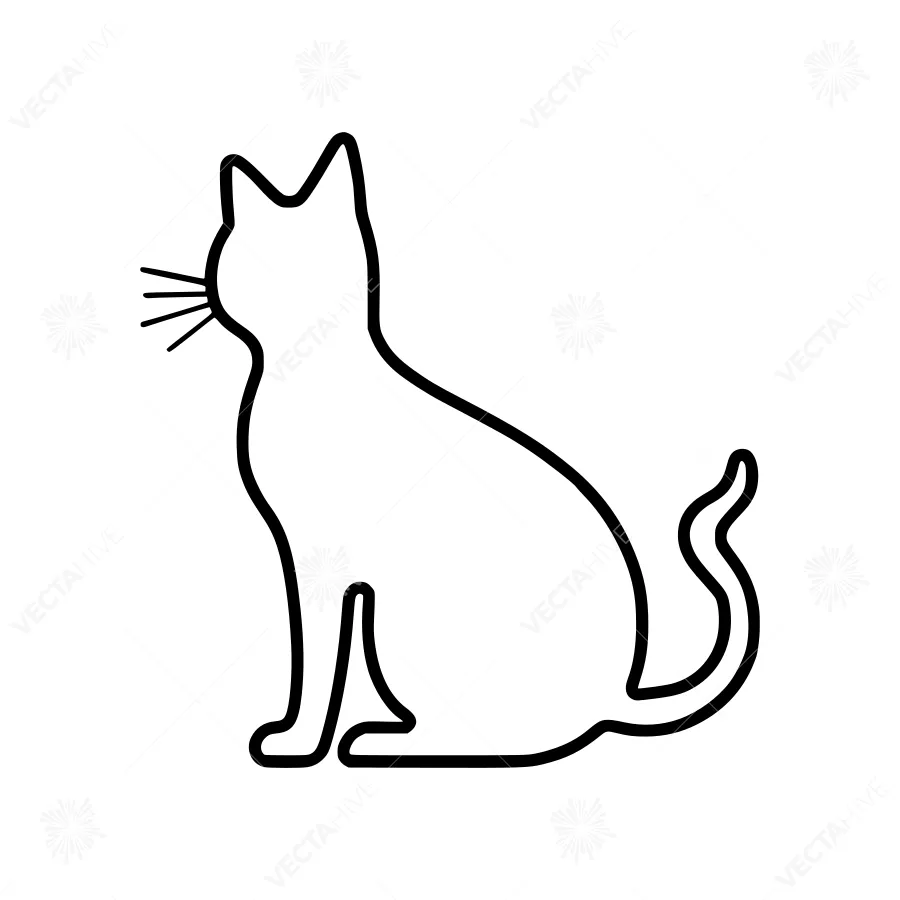 Line Art Cat Silhouette