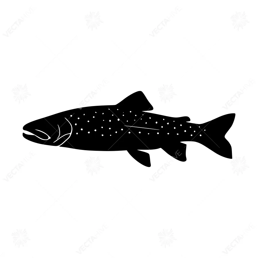 Silhouette Trout Fish Graphic - Black on White