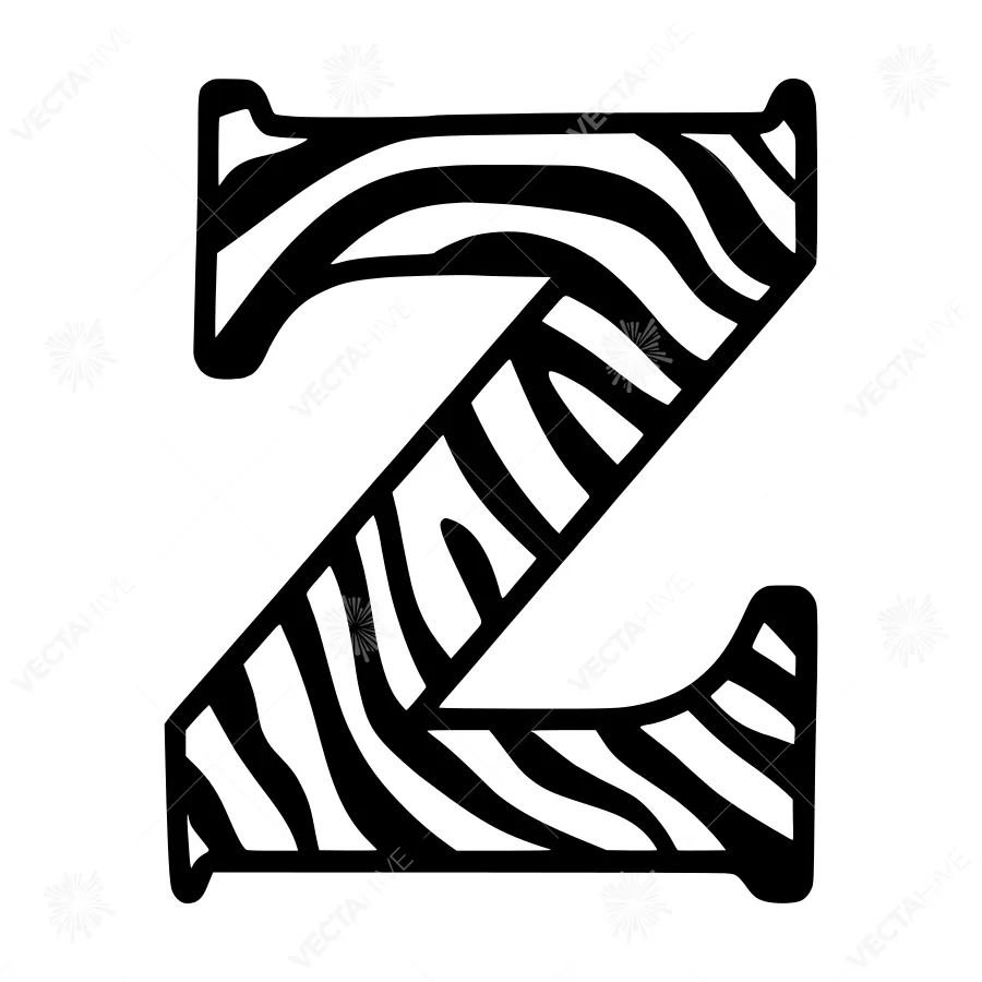 Zebra Letter Graphic - Black & White Vector