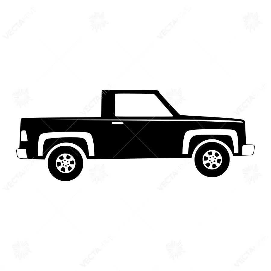 Black Pickup Truck Silhouette Vector