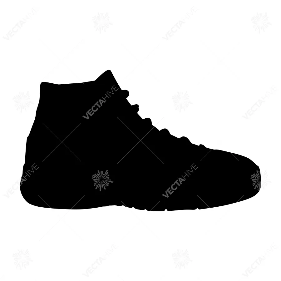 Silhouette Sneaker - Black High Top Shoe Vector
