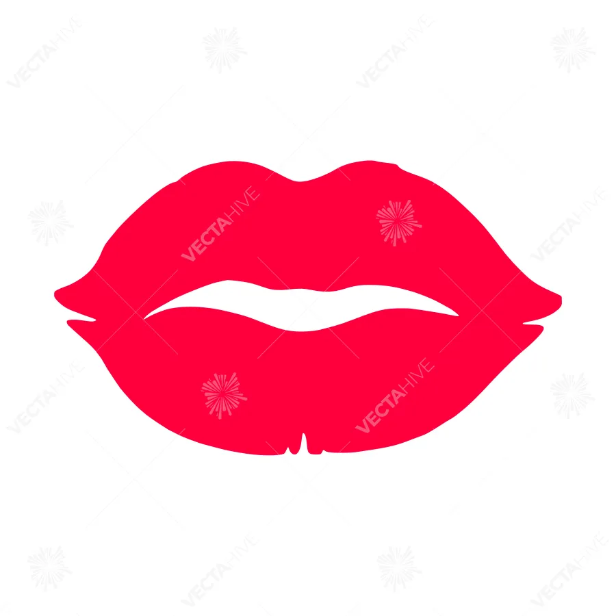 Red Lips Outline Vector Graphic