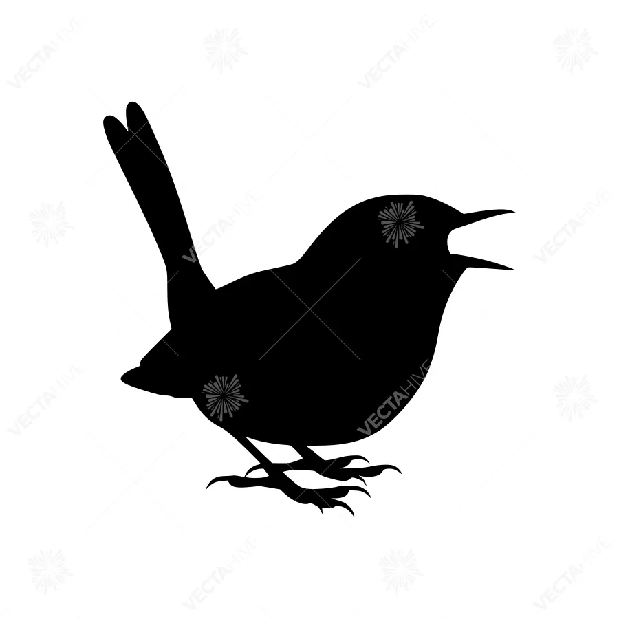 Silhouette Bird Vocalization - Black Outline