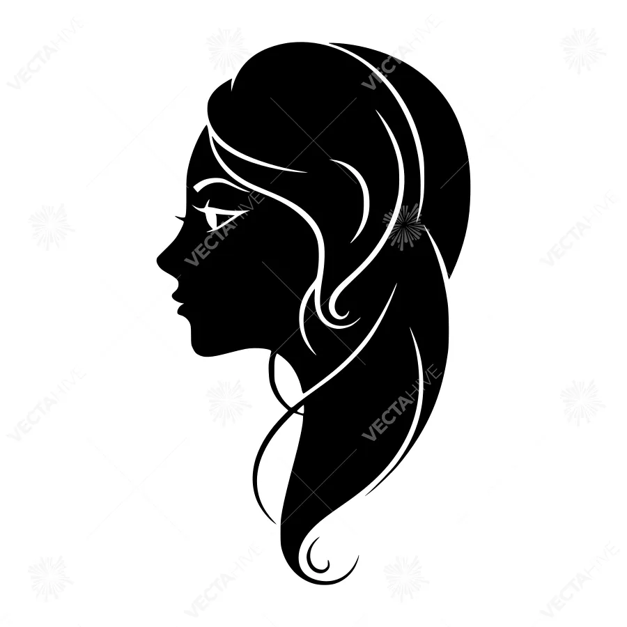 Elegant Black Silhouette Woman Profile