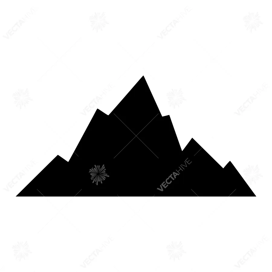 Mountain Silhouette Icon - Black Outline