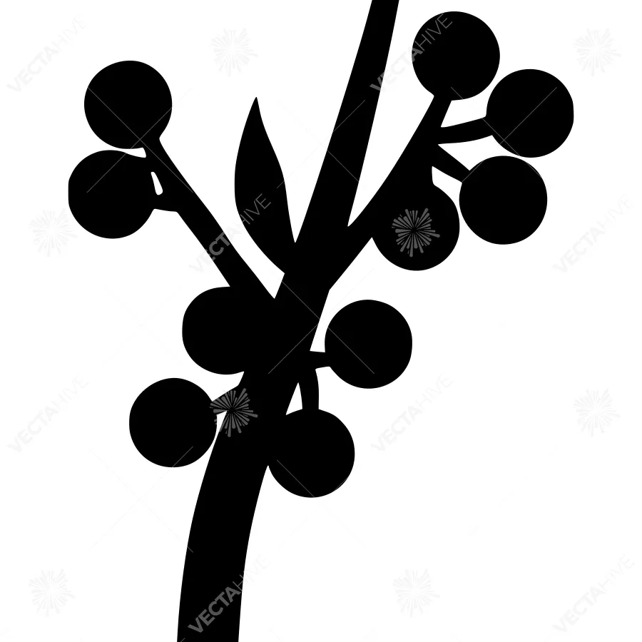 Minimalist Black Berry Branch Silhouette