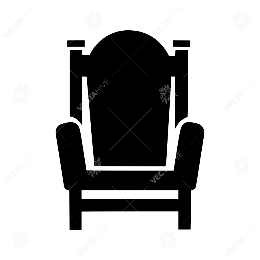 Vintage Armchair Icon - Black Silhouette