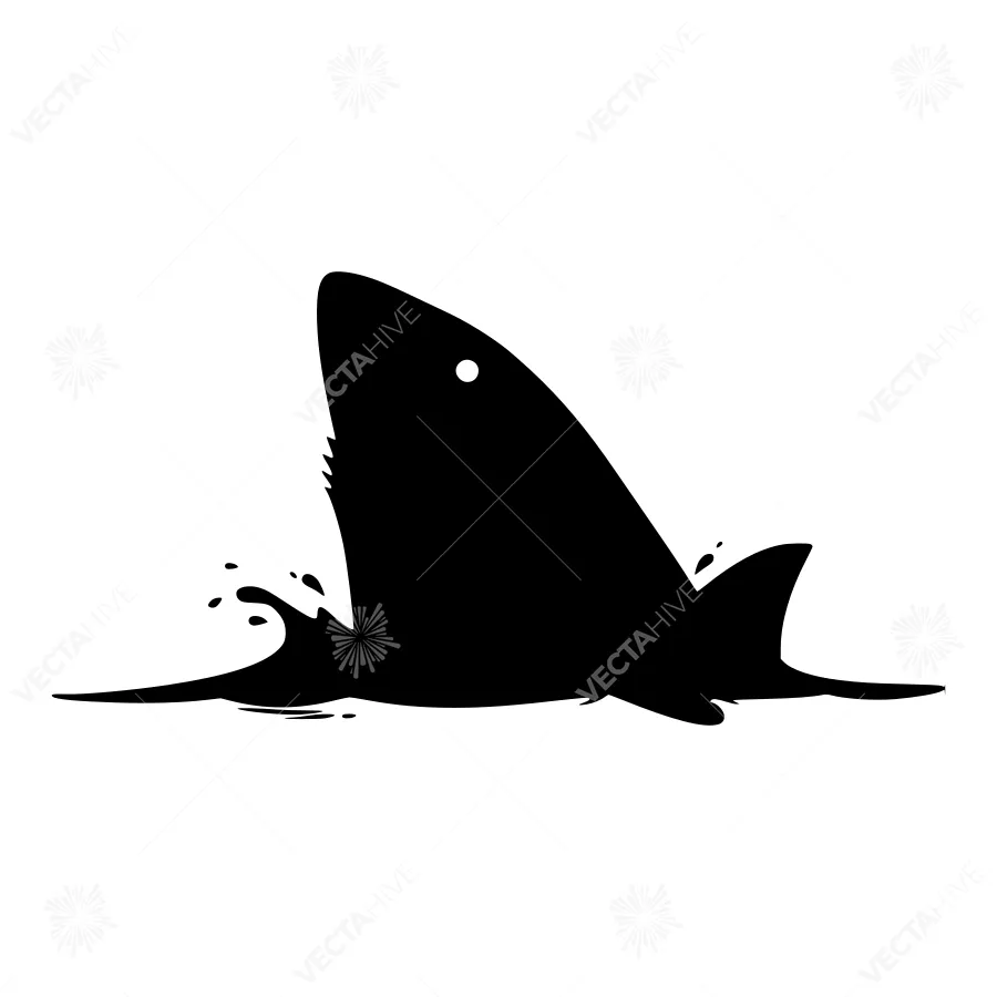 Silhouette Shark in Water Splash