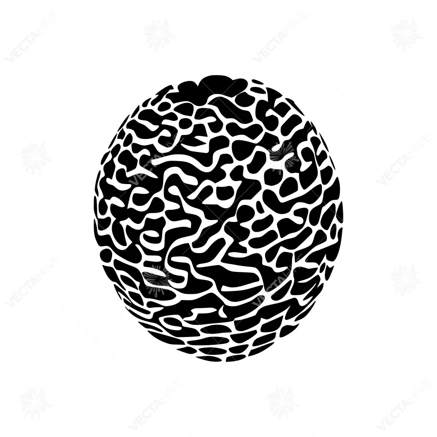 Abstract Organic Sphere - Black & White Vector