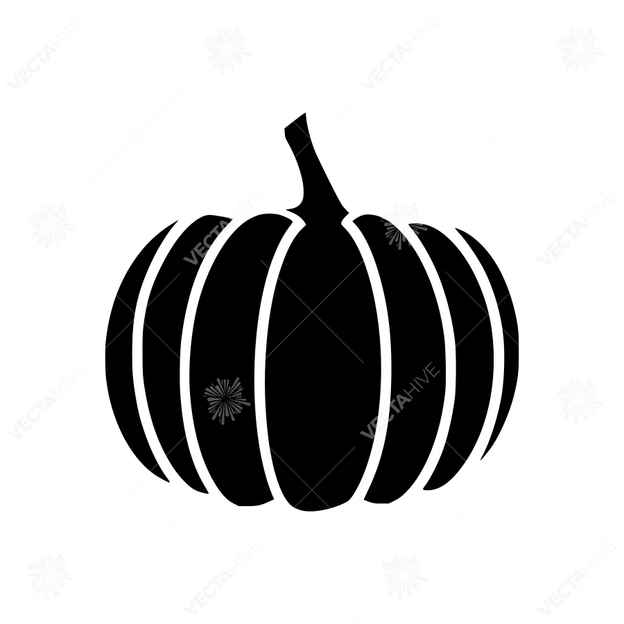 Black Pumpkin Icon - Vector Illustration