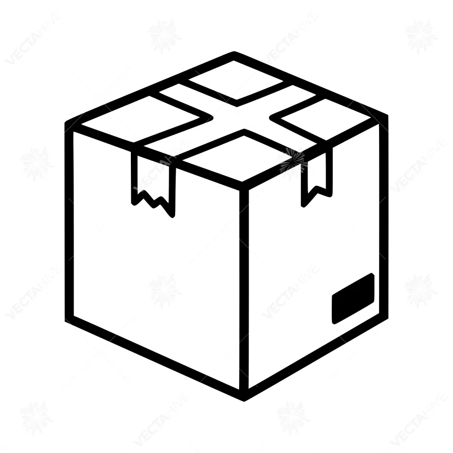 Black & White Shipping Box Icon
