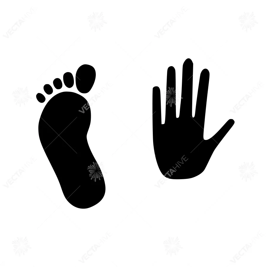 Footprint and Hand Icon - Minimalist Vector Illustration