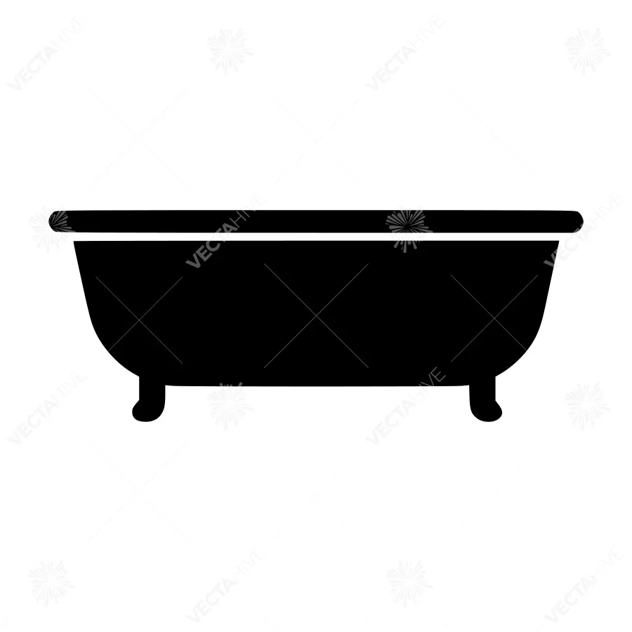 Simple Bathtub Icon - Black Silhouette