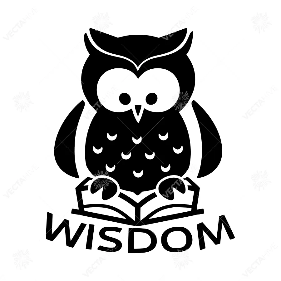 Black Owl Wisdom Illustration - Vector Graphic