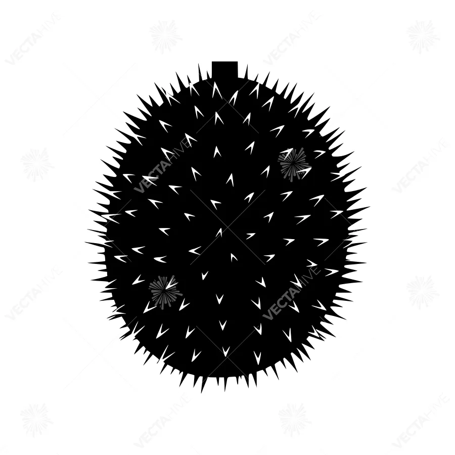 Black Durian Fruit Icon - Minimalist Vector Illustration