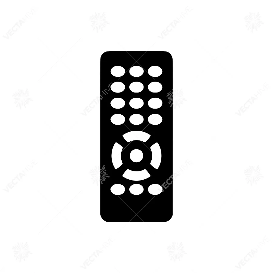 Black Remote Control Icon - Vector Illustration