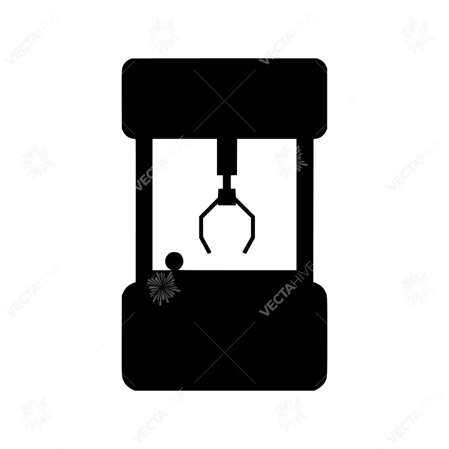 Robot Arm Gripper Icon - Black Silhouette