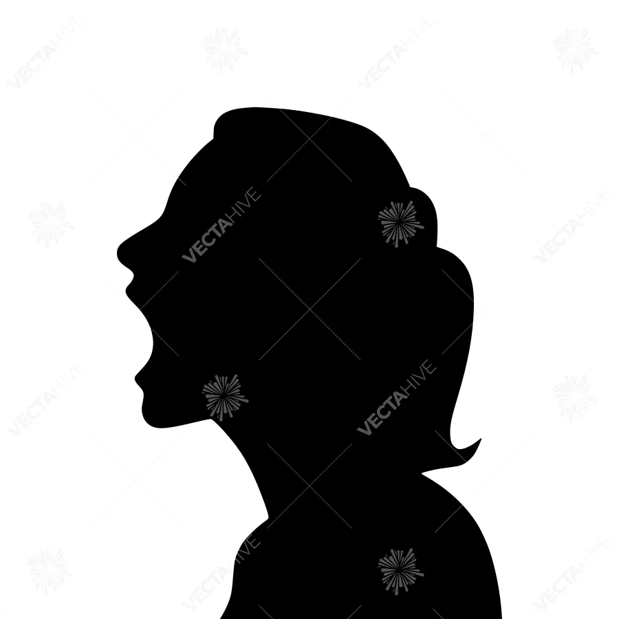 Silhouette Woman Screaming - Black Outline