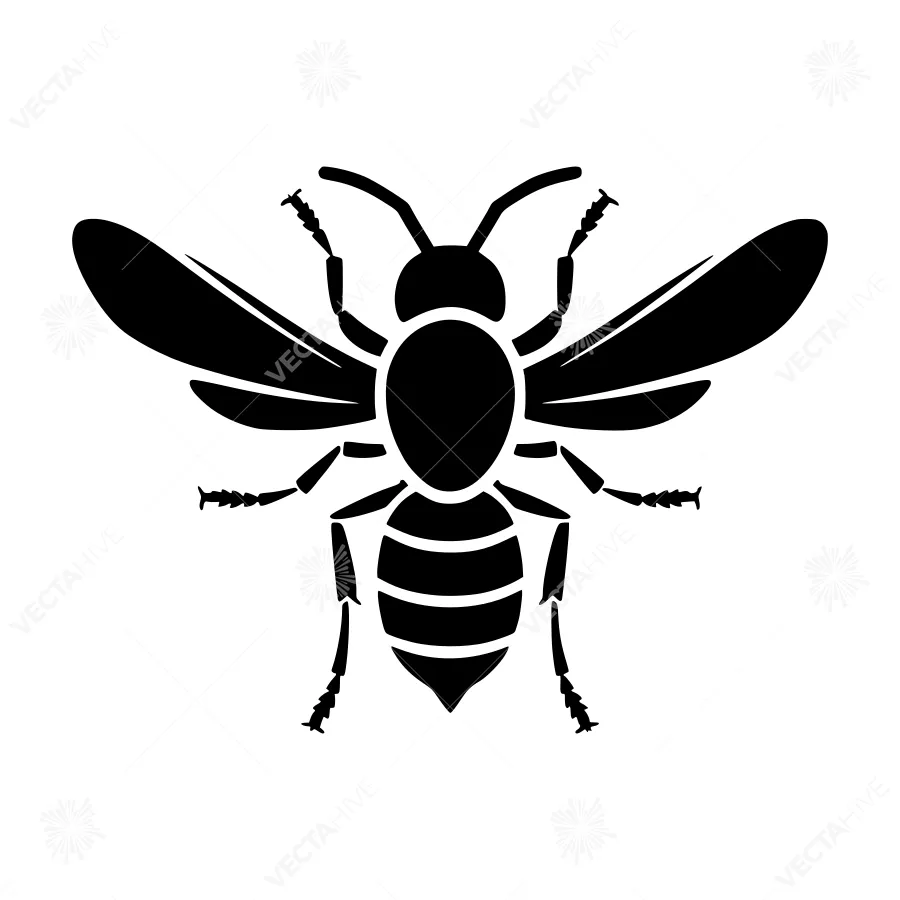 Black Bee Silhouette Vector Icon