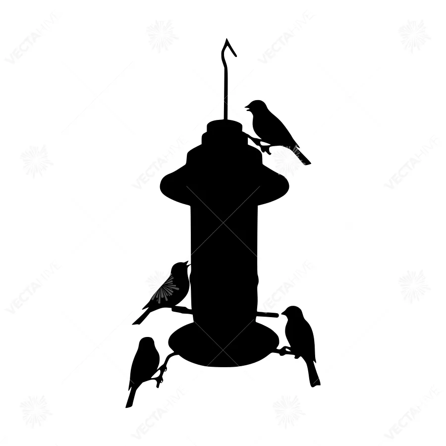 Silhouette Bird Feeder with Birds