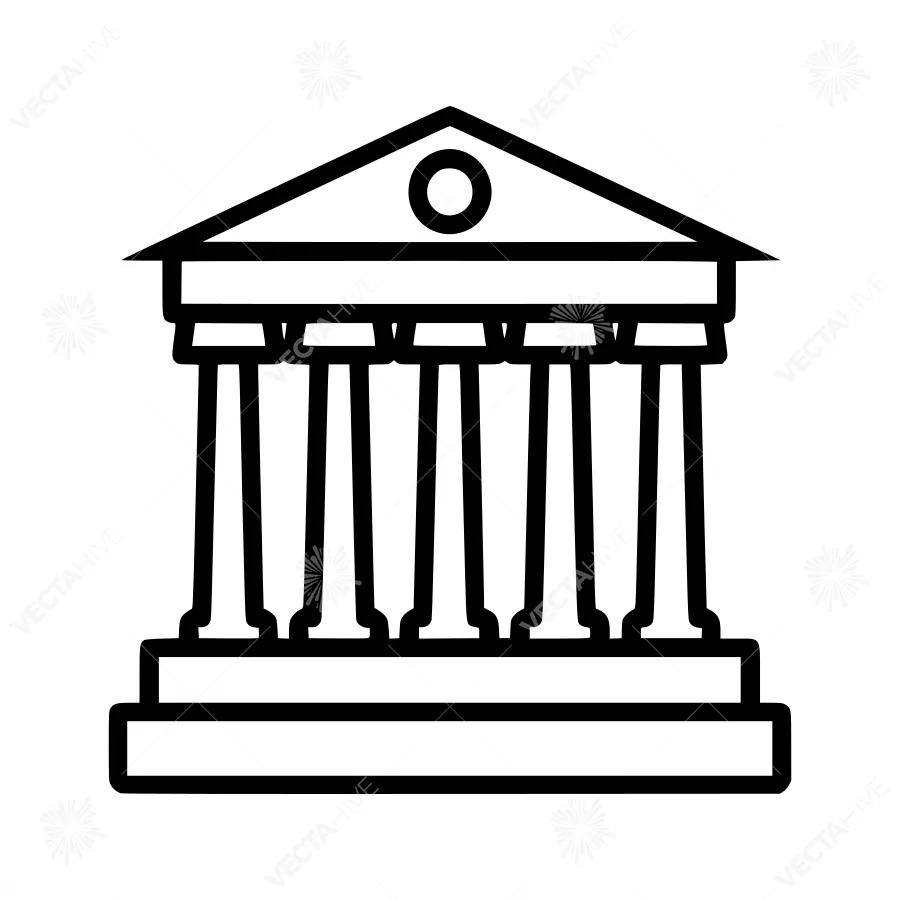 Black Line Icon Temple Architecture
