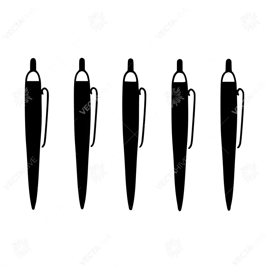 Black Pen Icon Set - Minimalist Vector Illustration
