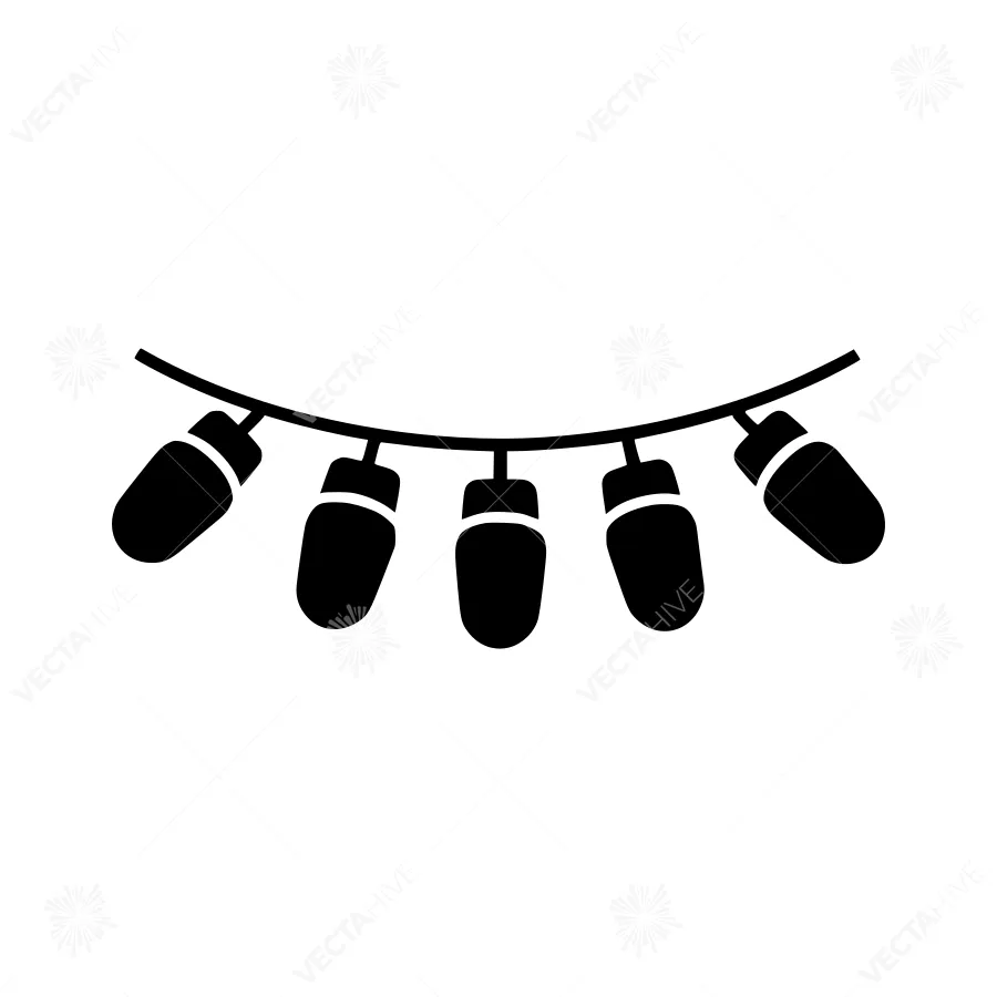 Black String Lights Icon - Minimalist Illustration