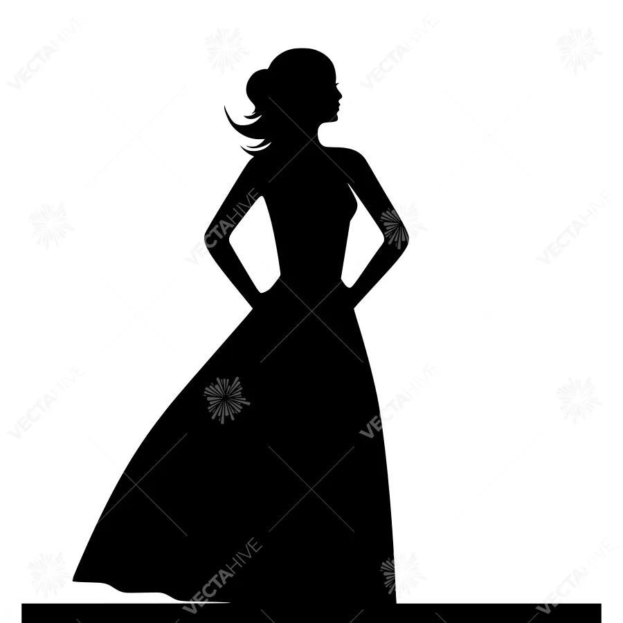 Elegant Silhouette Woman - Wedding Dress