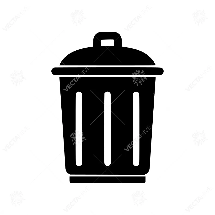 Simple Trash Can Icon - Black Silhouette