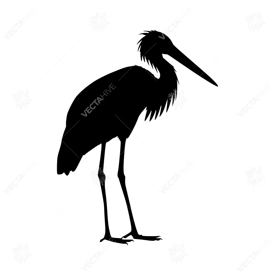 Silhouette Crane Bird - Minimalist Vector