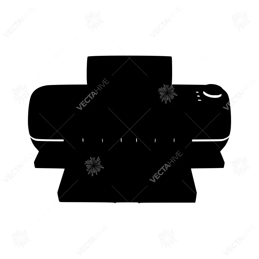 Minimalist Printer Icon - Black Silhouette