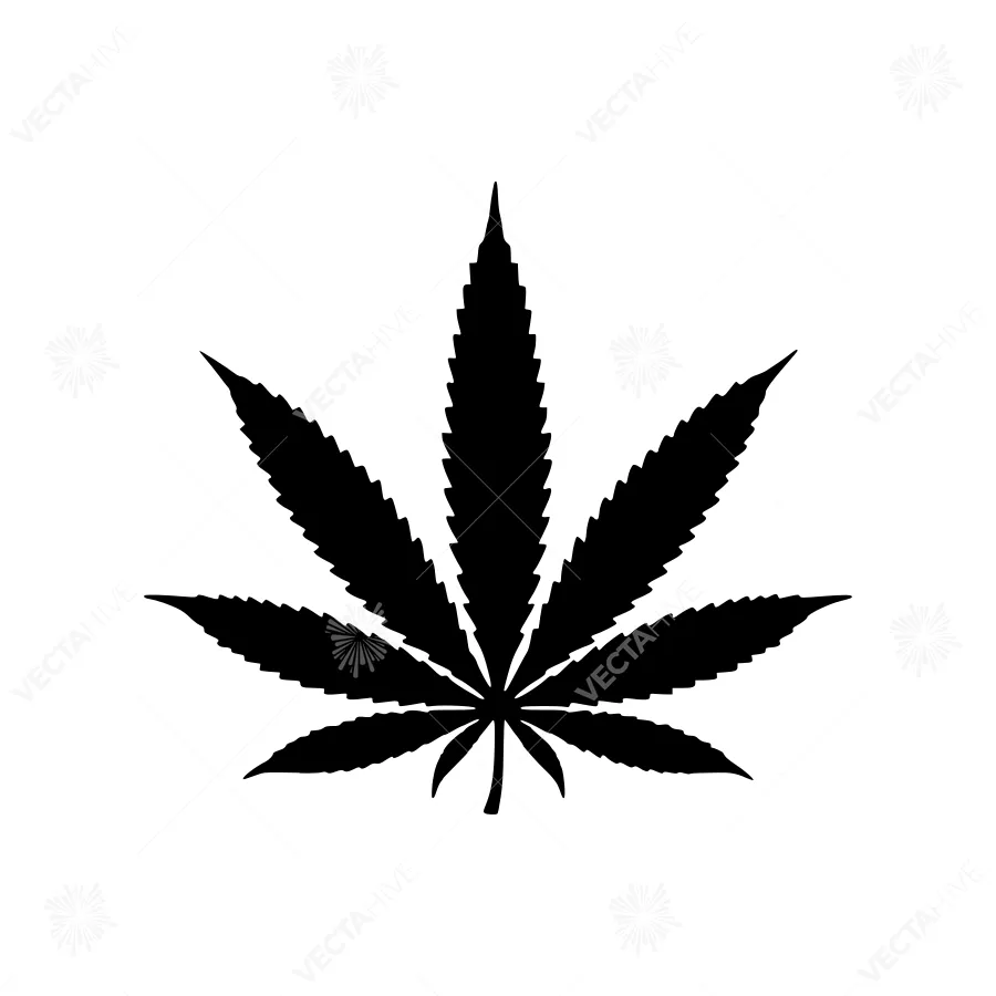 Black Cannabis Leaf Silhouette Icon