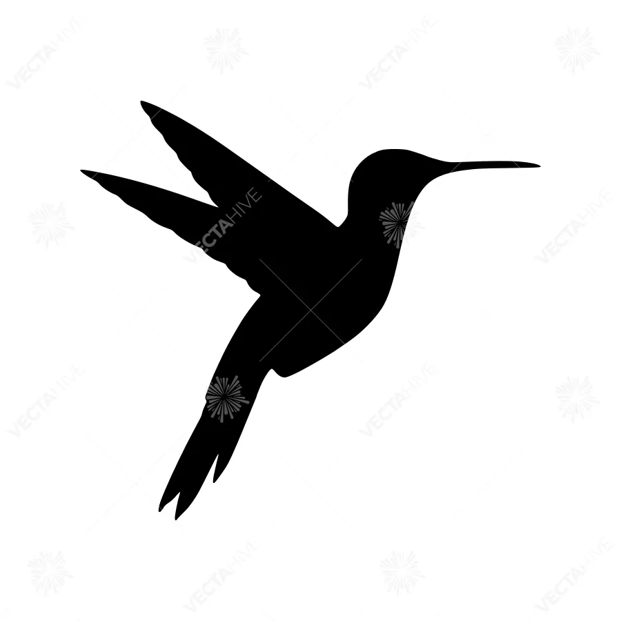 Silhouette Hummingbird - Elegant Bird Vector