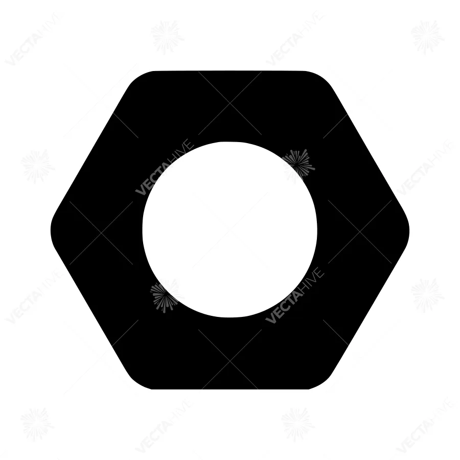 Black Hexagon Icon - Minimalist Vector Graphic