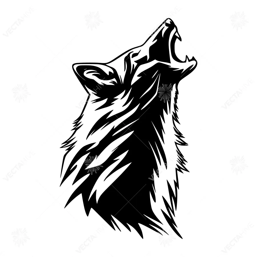 Black Silhouette Wolf Howl Graphic