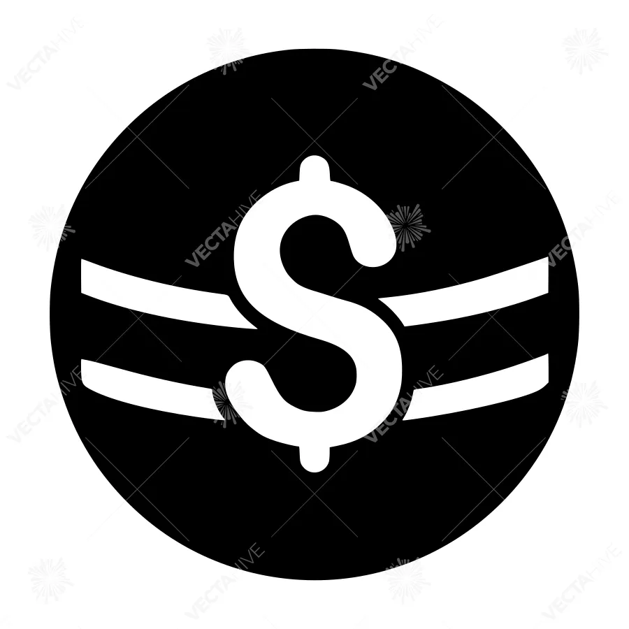 Dollar Sign Icon - Black & White Vector