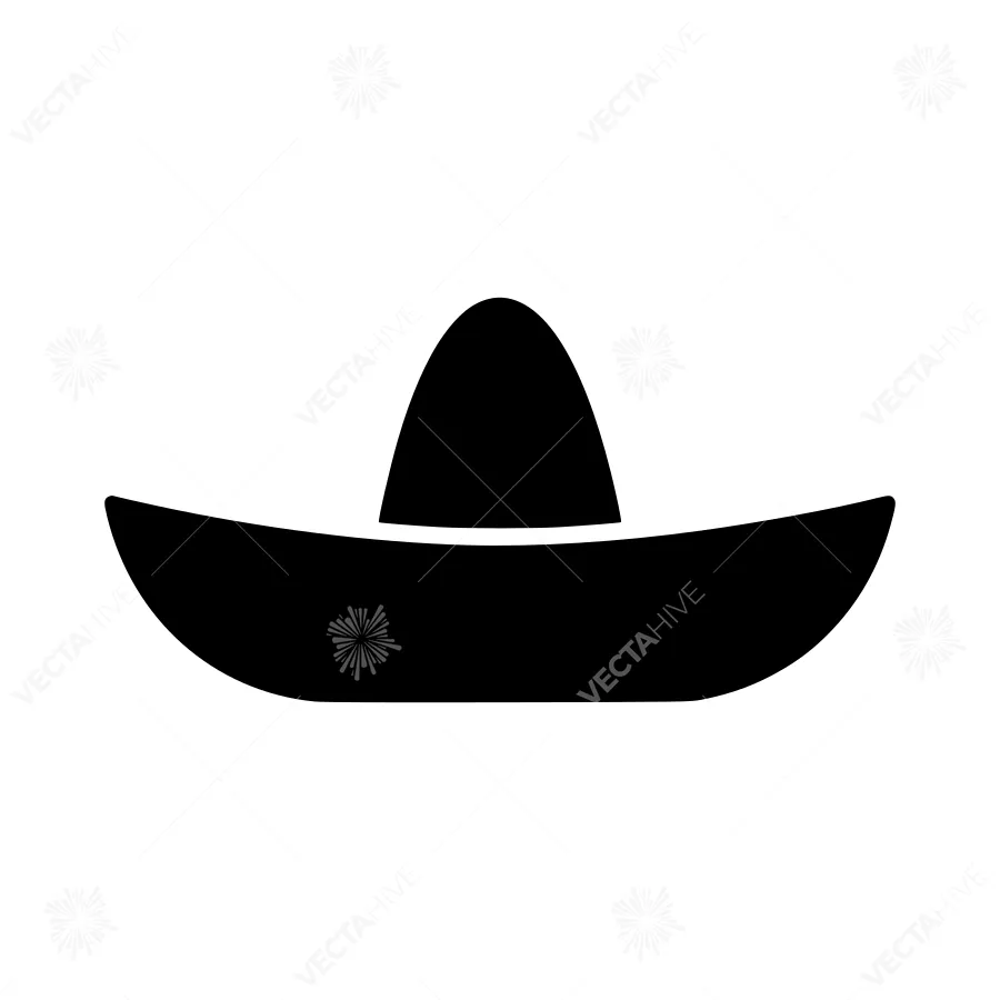 Black Cowboy Hat Icon - Vector Illustration