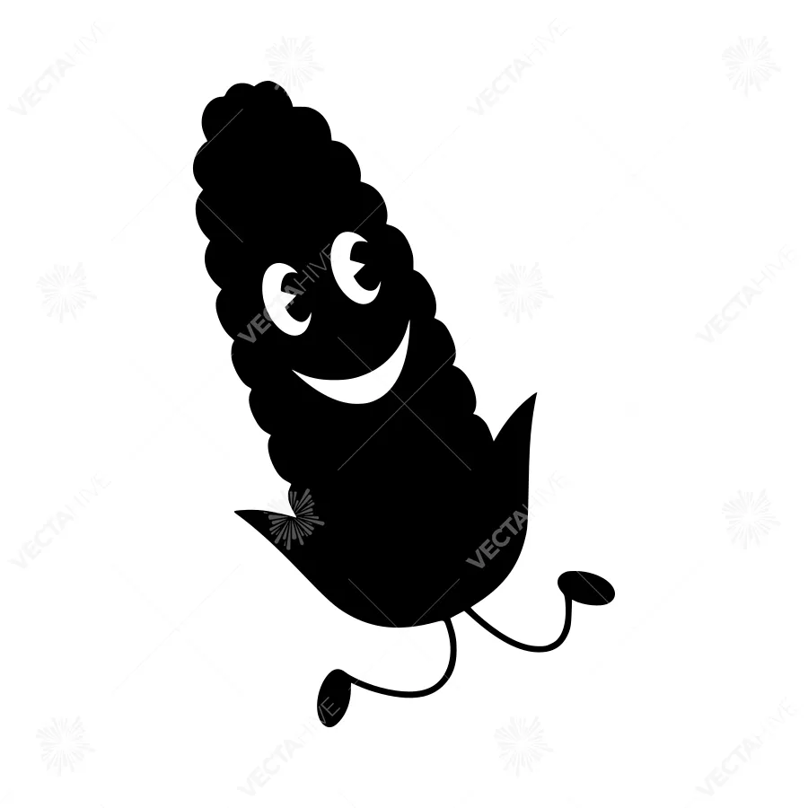 Cartoon Corn Character - Silhouetted Fun Illustration