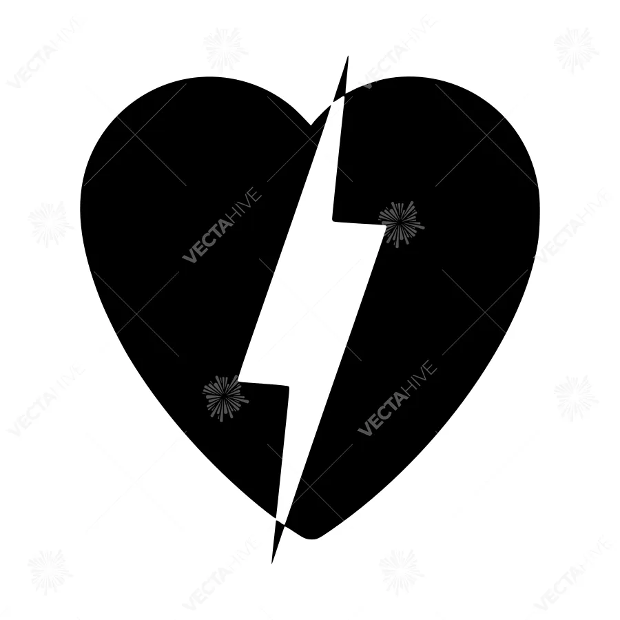 Heartbreak Lightning Icon - Vector Illustration